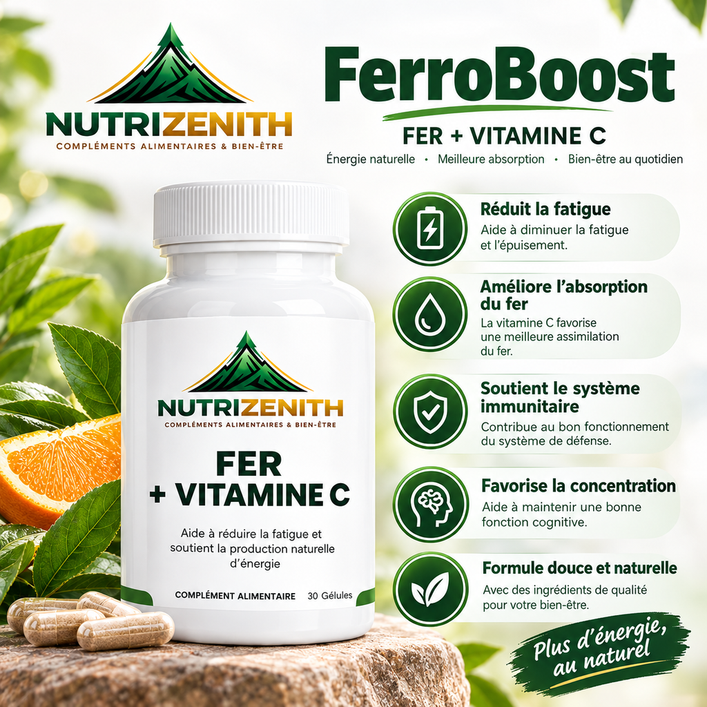 FerroBoost – Fer + Vitamine C pour l’énergie et la formation normale du sang