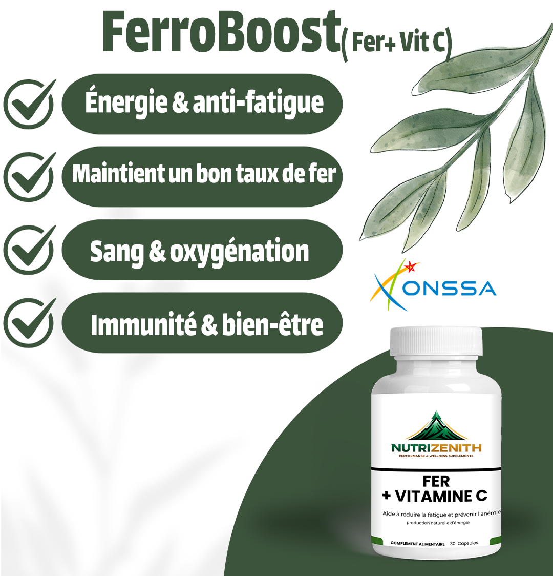 Fer + Vitamine C – Soutien avancé pour la formation du sang et l'énergie quotidienne