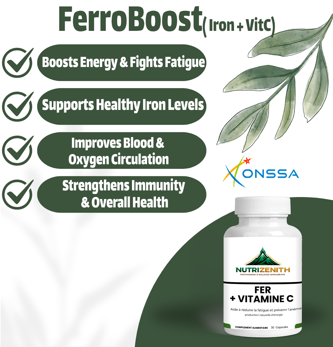 Fer+ Vitamin C - Advanced Iron Support for Blood Formation & Daily Energy