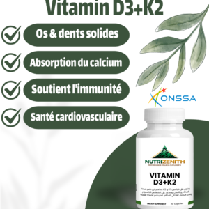 Vitamine D3 + K2 Hautement Dosée – Soutien des Os et du Système Immunitaire