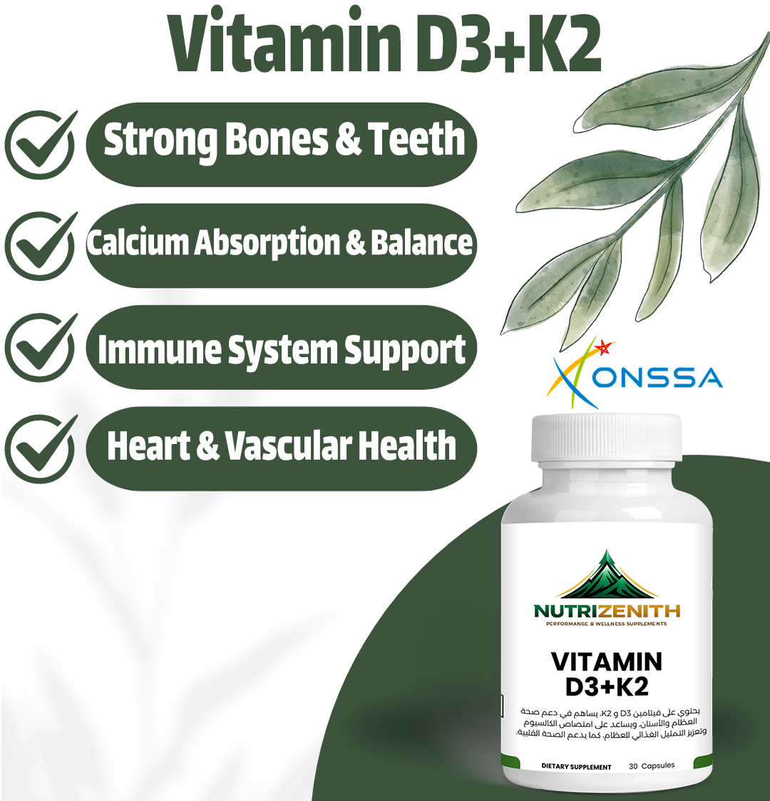 High-Strength Vitamin D3 + K2 for Bone & Immune Support